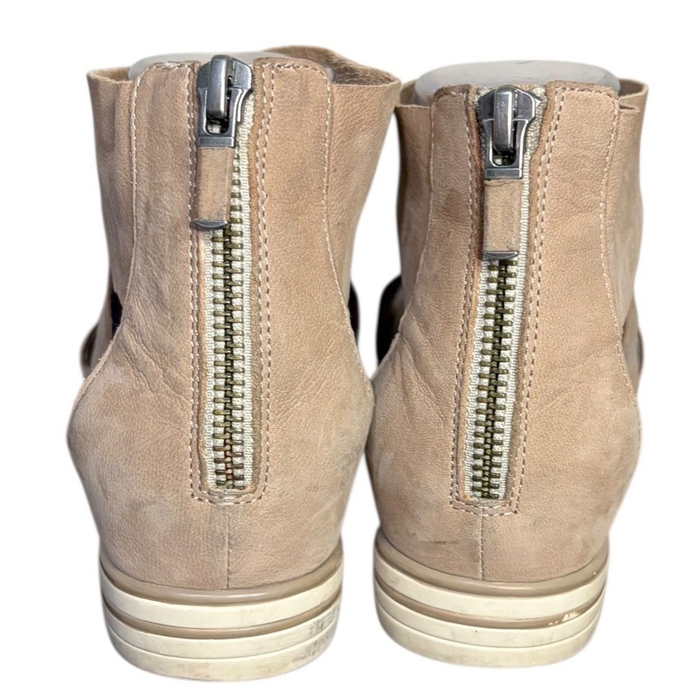 Eileen Fisher Beige Suede Leather Wedge Zipper Ankle Boot Sandals Women Size 7.5 - Picture 4 of 7
